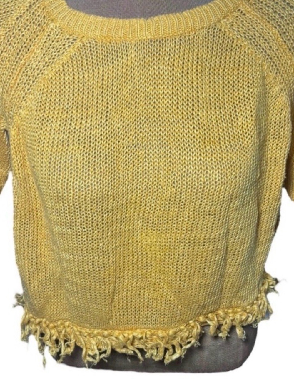 J.Crew Burnt Orange Knit Fringe Top Size M